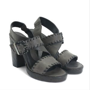 John Fluevog Leather Black Hopscotch Sandal size 8.5
